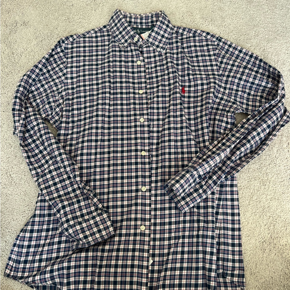 Mens long sleeve polo dress shirt